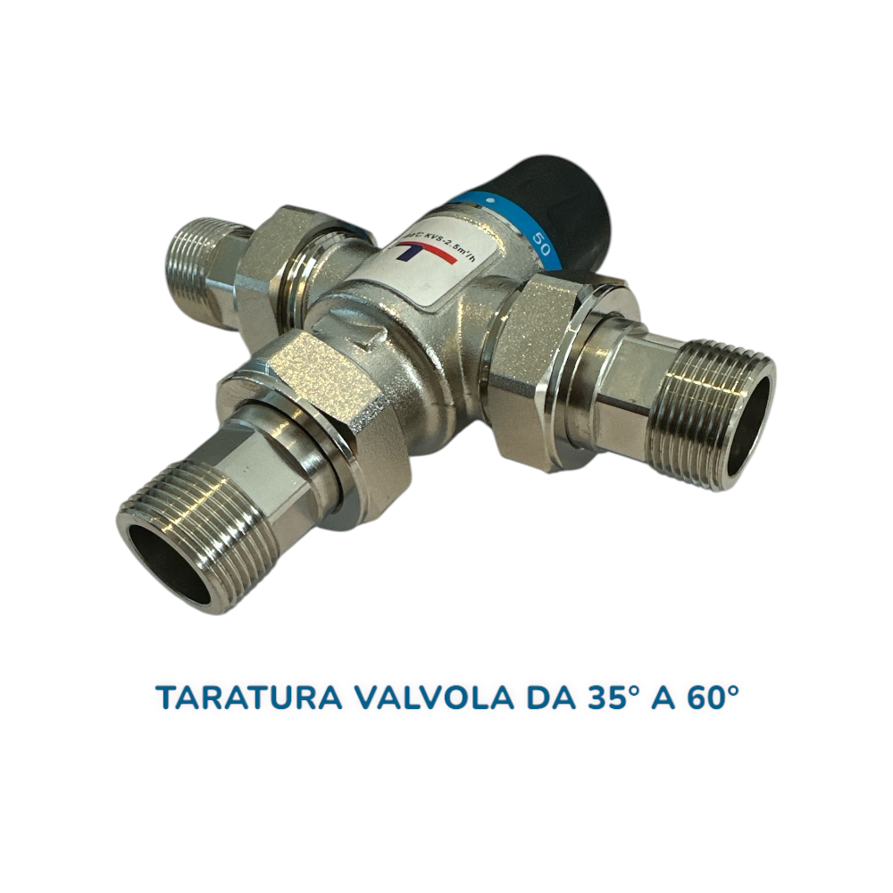 Miscelatore Solare Termostatico 1″ ¾ in Ottone – Regolazione Automatica Temperatura