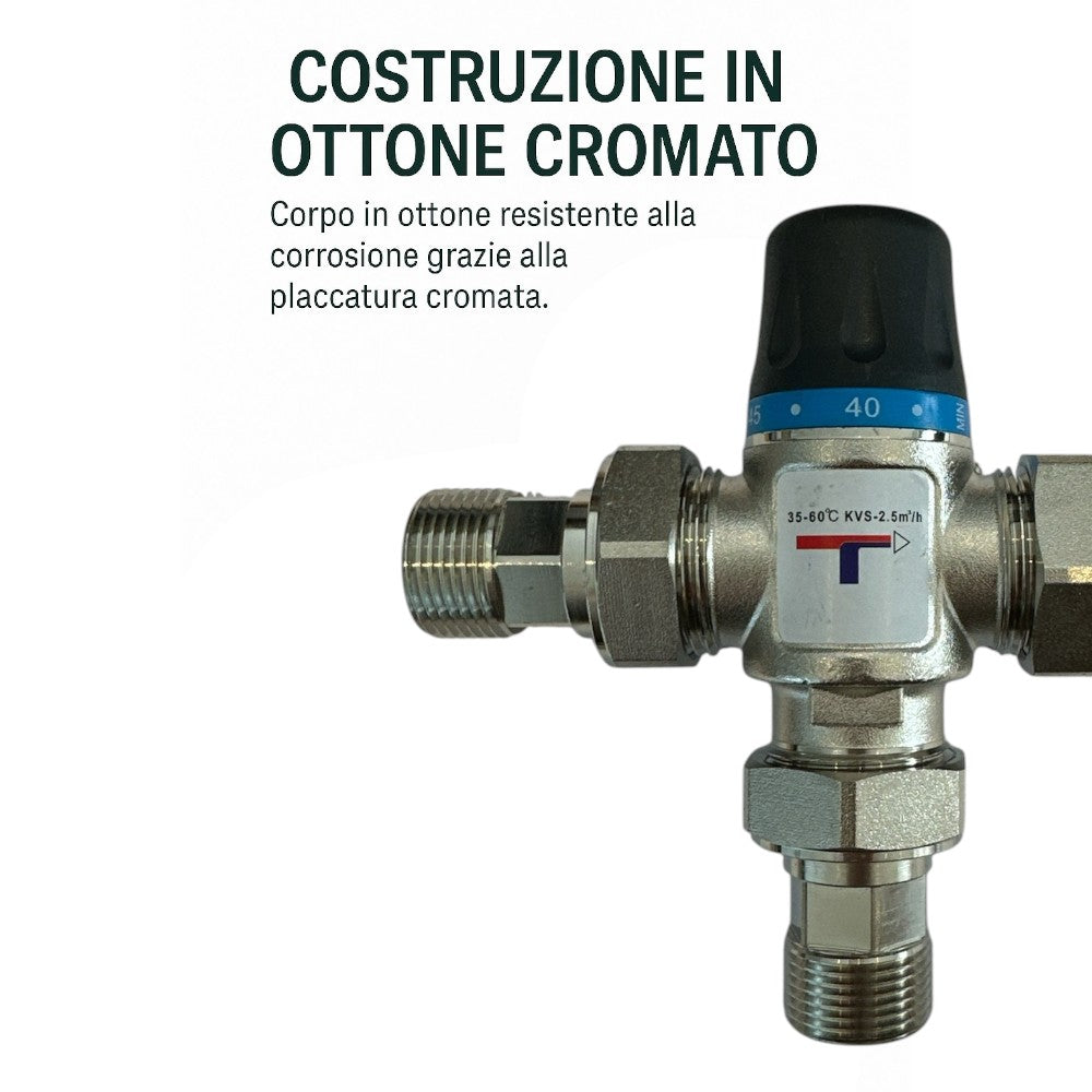 Miscelatore Solare Termostatico 1″ ¾ in Ottone – Regolazione Automatica Temperatura