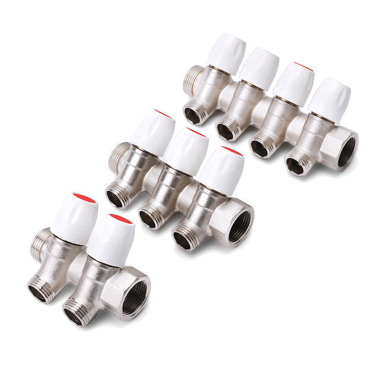 HM | Collettore Sanitario inclinato 3/4" x 1/2" – 2 Vie, 3 Vie o 4 Vie | Ottone Nichelato con Rubinetti di Chiusura | Per Impianti Acqua Multistrato e Rame