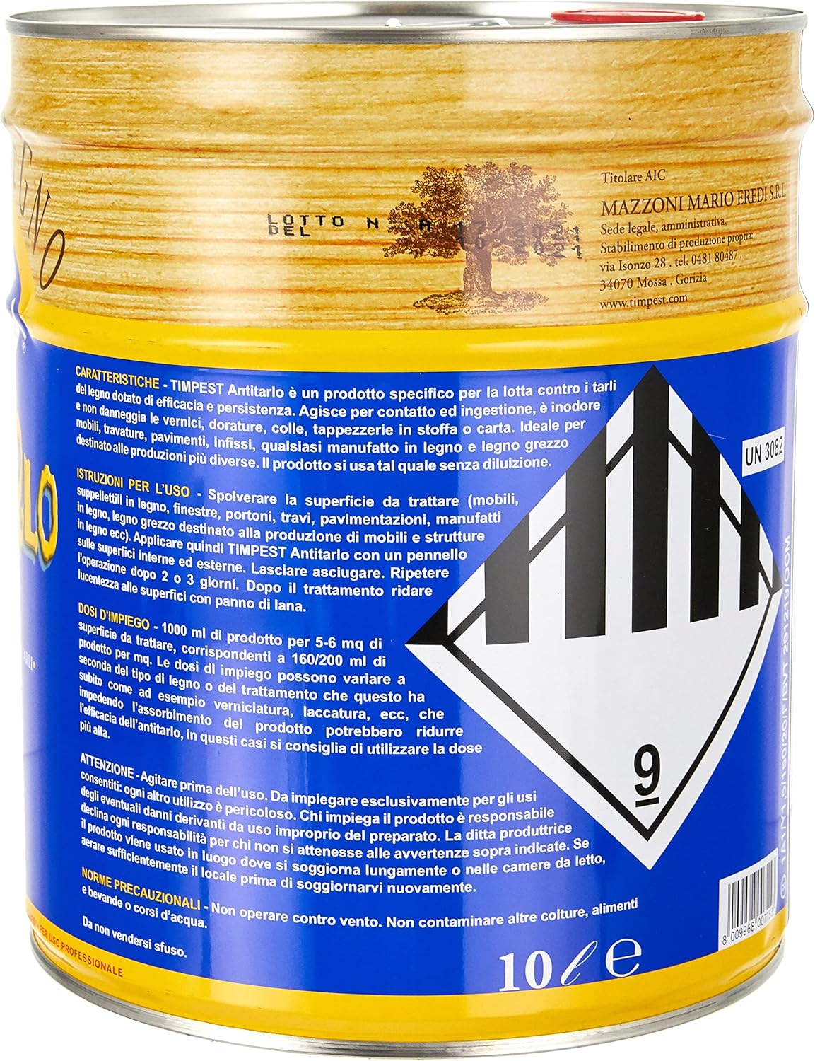 ANTITARLO LT. 10 - Base solvente Attivo Contro tarli, Larve, termiti e parassiti del Legno - Liquido Pronto all'Uso, 239 mm, 10000 unità - IDRAULICAMENTEANTITARLO LT. 10 - Base solvente Attivo Contro tarli, Larve, termiti e parassiti del Legno - Liquido Pronto all'Uso, 239 mm, 10000 unità