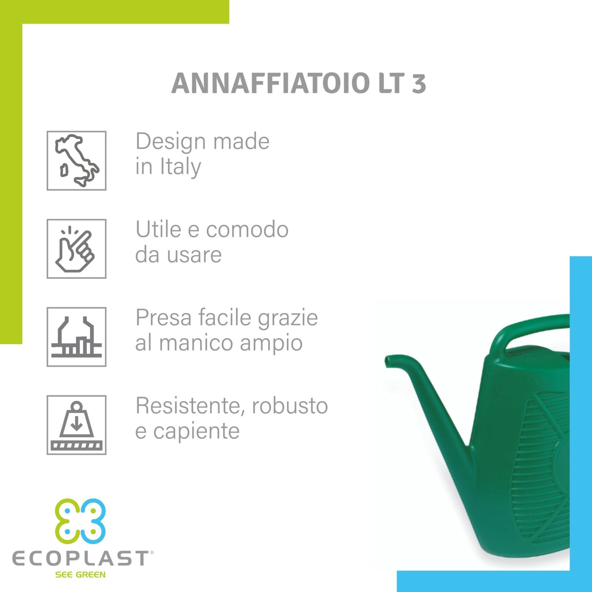 Ecoplast, Annaffiatoio, Ideale per il Giardinaggio, Piante e Fiori, Comodo da Usare, Resistente, Duraturo e Indeformabile, con Doccetta Inclusa, Made in Italy - IDRAULICAMENTEEcoplast, Annaffiatoio, Ideale per il Giardinaggio, Piante e Fiori, Comodo da Usare, Resistente, Duraturo e Indeformabile, con Doccetta Inclusa, Made in Italy