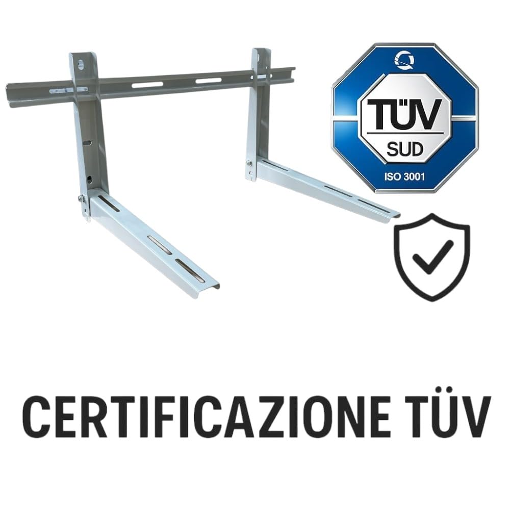HM, Staffa Regolabile per Condizionatore Esterno 780x365x450mm – Portata 120kg, Acciaio Zincato 1,5 mm – Certificata TÜV – Inclusi Viti e Tasselli – Compatibile 9000 - 12000 BTU – Montaggio a Parete - IDRAULICAMENTEHM, Staffa Regolabile per Condizionatore Esterno 780x365x450mm – Portata 120kg, Acciaio Zincato 1,5 mm – Certificata TÜV – Inclusi Viti e Tasselli – Compatibile 9000 - 12000 BTU – Montaggio a Parete