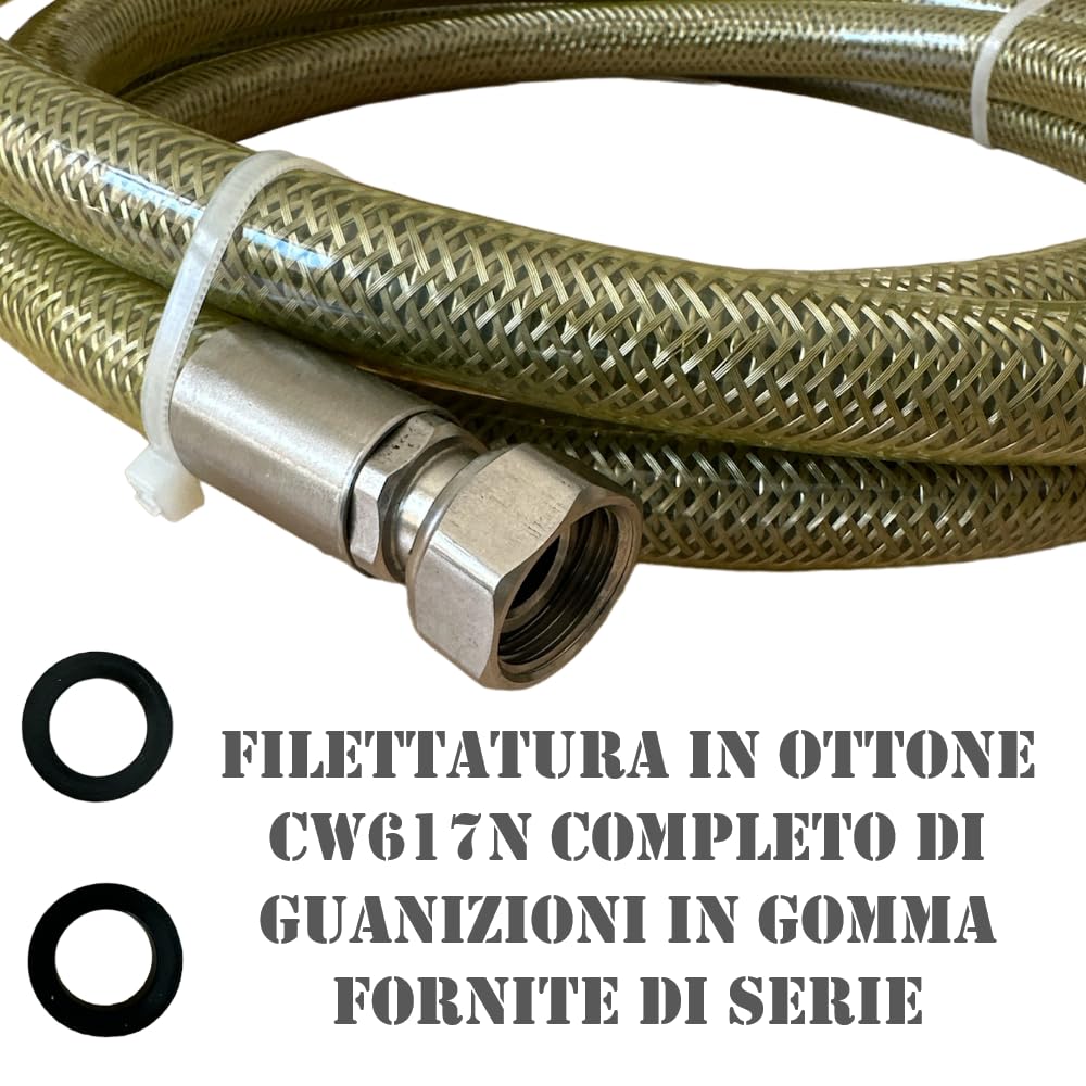 HM | Tubo Gas Flessibile per Cucina 1/2" FF | Lunghezze da 1 a 4 Metri | Acciaio Inox Certificato EN 14800 | Rivestito Giallo| Per GPL e Metano | Guarnizioni Incluse - IDRAULICAMENTEHM | Tubo Gas Flessibile per Cucina 1/2" FF | Lunghezze da 1 a 4 Metri | Acciaio Inox Certificato EN 14800 | Rivestito Giallo| Per GPL e Metano | Guarnizioni Incluse