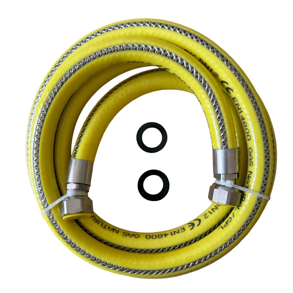 HM | Tubo Gas Flessibile per Cucina 1/2" FF | Lunghezze da 1 a 4 Metri | Acciaio Inox Certificato EN 14800 | Rivestito Giallo| Per GPL e Metano | Guarnizioni Incluse - IDRAULICAMENTEHM | Tubo Gas Flessibile per Cucina 1/2" FF | Lunghezze da 1 a 4 Metri | Acciaio Inox Certificato EN 14800 | Rivestito Giallo| Per GPL e Metano | Guarnizioni Incluse