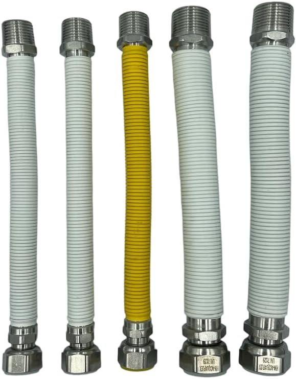 Kit Installazione Caldaia con 5 Tubi Flessibili Inox 220–420mm | Attacchi MF per Acqua e Gas | Versione Nuda o Rivestita | Guarnizioni Incluse - IDRAULICAMENTEKit Installazione Caldaia con 5 Tubi Flessibili Inox 220–420mm | Attacchi MF per Acqua e Gas | Versione Nuda o Rivestita | Guarnizioni Incluse