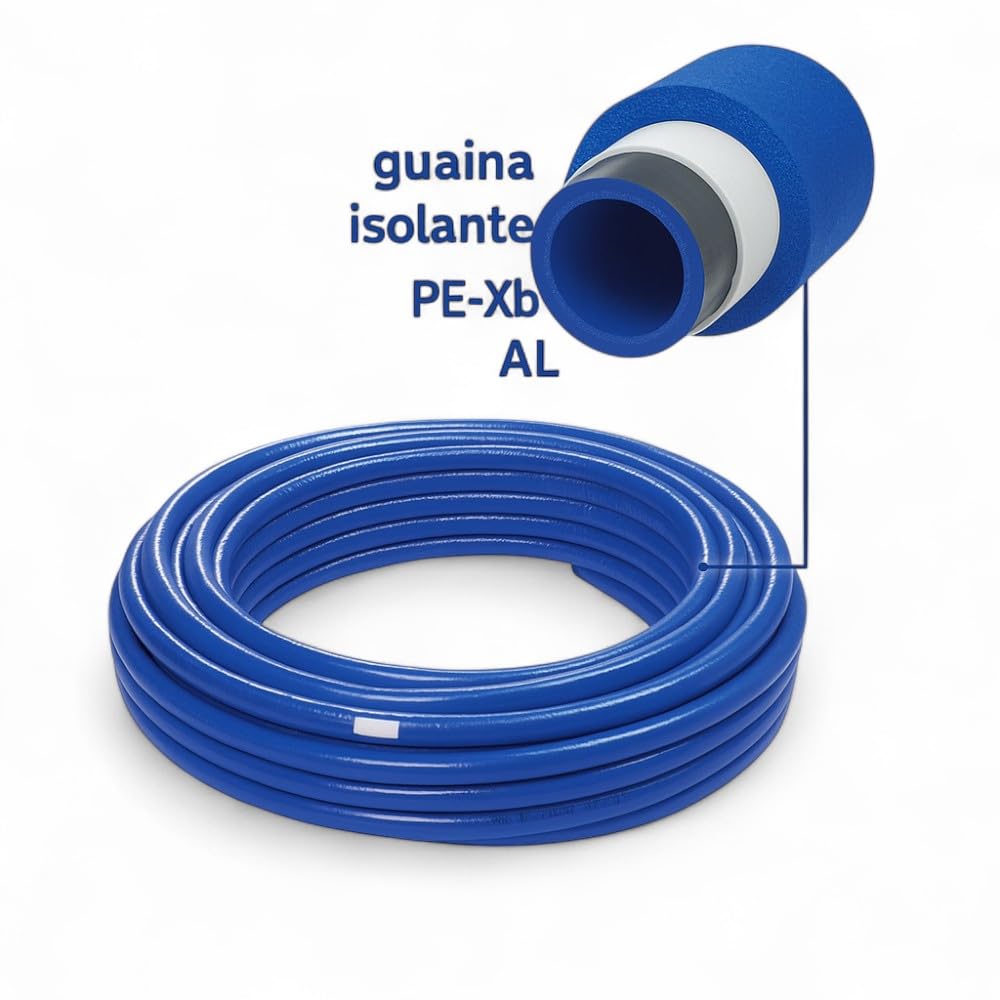 Tubo Multistrato Coibentato ISOCLIMA Diametro 16/20/26/32 mm Rivestito con Guaina Isolante - Rotolo da 25 o 50 Metri per Impianti Idraulici, Acqua Calda/Fredda e Riscaldamento - IDRAULICAMENTETubo Multistrato Coibentato ISOCLIMA Diametro 16/20/26/32 mm Rivestito con Guaina Isolante - Rotolo da 25 o 50 Metri per Impianti Idraulici, Acqua Calda/Fredda e Riscaldamento