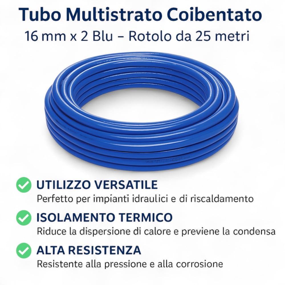 Tubo Multistrato Coibentato ISOCLIMA Diametro 16/20/26/32 mm Rivestito con Guaina Isolante - Rotolo da 25 o 50 Metri per Impianti Idraulici, Acqua Calda/Fredda e Riscaldamento - IDRAULICAMENTETubo Multistrato Coibentato ISOCLIMA Diametro 16/20/26/32 mm Rivestito con Guaina Isolante - Rotolo da 25 o 50 Metri per Impianti Idraulici, Acqua Calda/Fredda e Riscaldamento