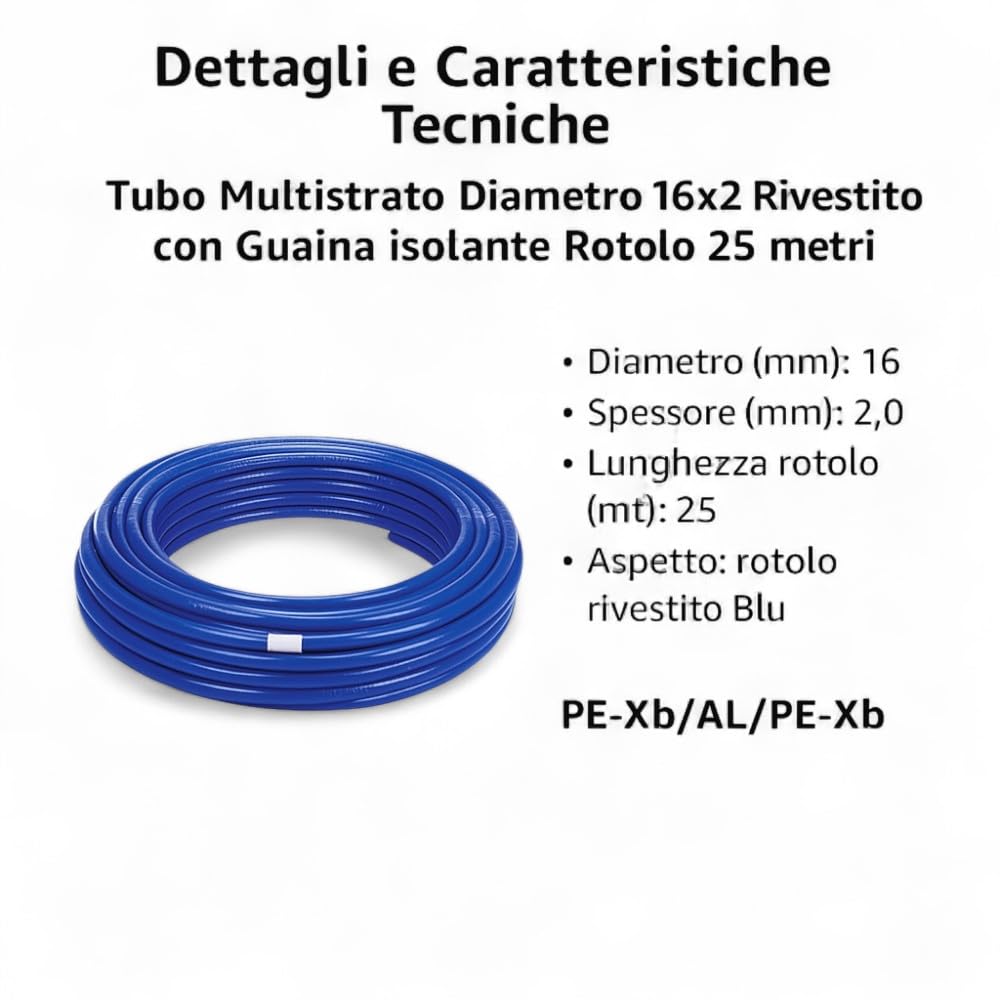 Tubo Multistrato Coibentato ISOCLIMA Diametro 16/20/26/32 mm Rivestito con Guaina Isolante - Rotolo da 25 o 50 Metri per Impianti Idraulici, Acqua Calda/Fredda e Riscaldamento - IDRAULICAMENTETubo Multistrato Coibentato ISOCLIMA Diametro 16/20/26/32 mm Rivestito con Guaina Isolante - Rotolo da 25 o 50 Metri per Impianti Idraulici, Acqua Calda/Fredda e Riscaldamento