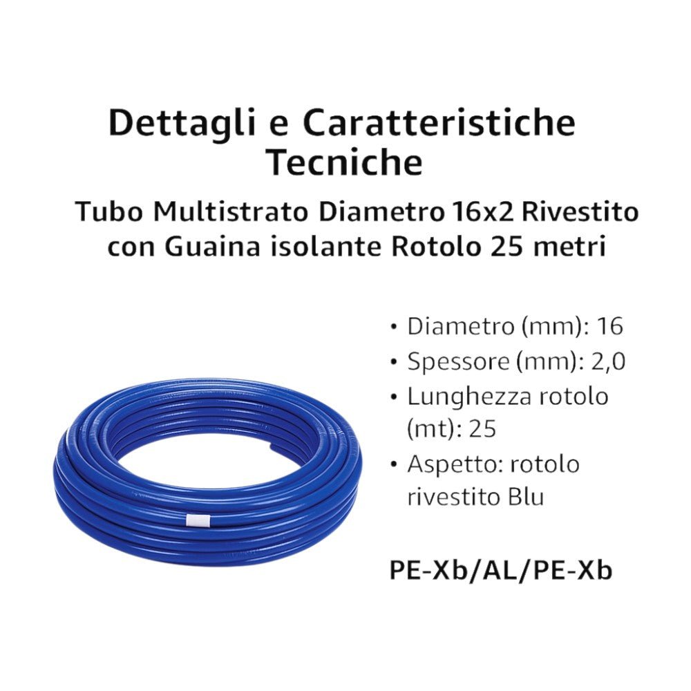 Tubo Multistrato PEXb/AL/PEXb Rivestito Blu/Rosso 16×2 mm – Rotolo 25 m(0.90€m) - IDRAULICAMENTETubo Multistrato PEXb/AL/PEXb Rivestito Blu/Rosso 16×2 mm – Rotolo 25 m(0.90€m)