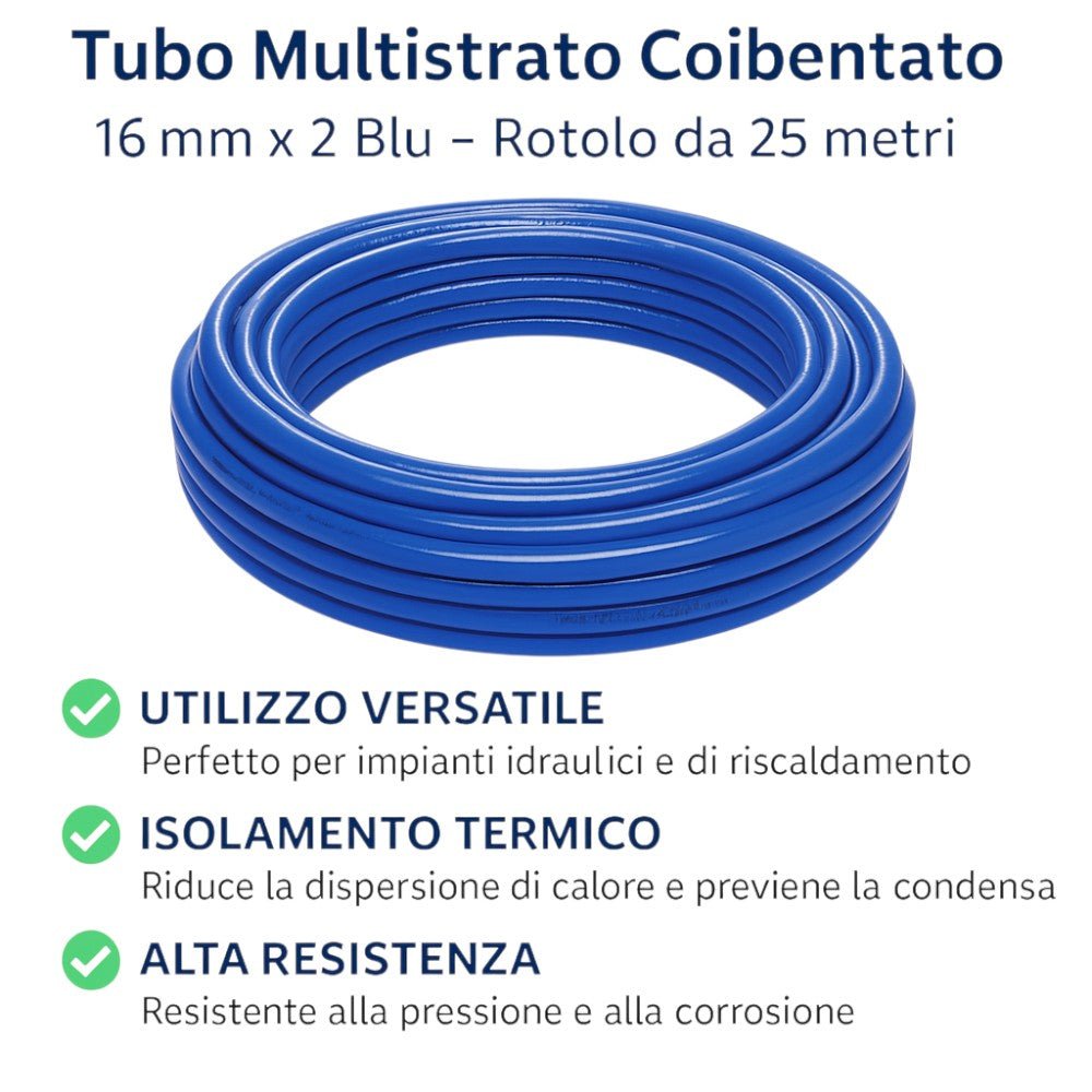Tubo Multistrato PEXb/AL/PEXb Rivestito Blu/Rosso 16×2 mm – Rotolo 25 m(0.90€m) - IDRAULICAMENTETubo Multistrato PEXb/AL/PEXb Rivestito Blu/Rosso 16×2 mm – Rotolo 25 m(0.90€m)