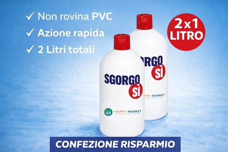 HM Disgorgante Professionale sgorgosi 2x1L – Sgorgante Liquido Potente per WC e Scarichi Intasati – Scioglie Capelli, Grasso e Residui – Sicuro su PVC e Metallo
