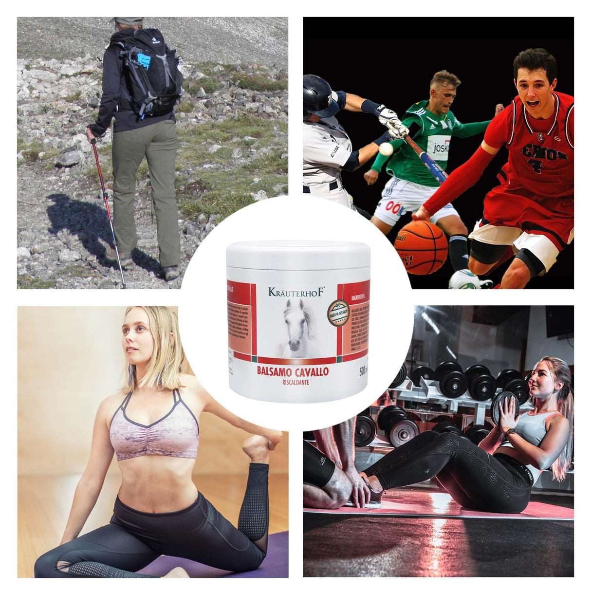 Kräuterhof Balsamo per cavalli riscaldante, extra forte, gel massaggiante - Rimedio naturale per il sollievo muscolare