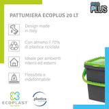 Ecoplast | Tris di Pattumiere per Raccolta Differenziata 20 Lt, Colori Assortiti Giallo/Verde/Blu, 34,5x34,5x34,5, Made in Italy