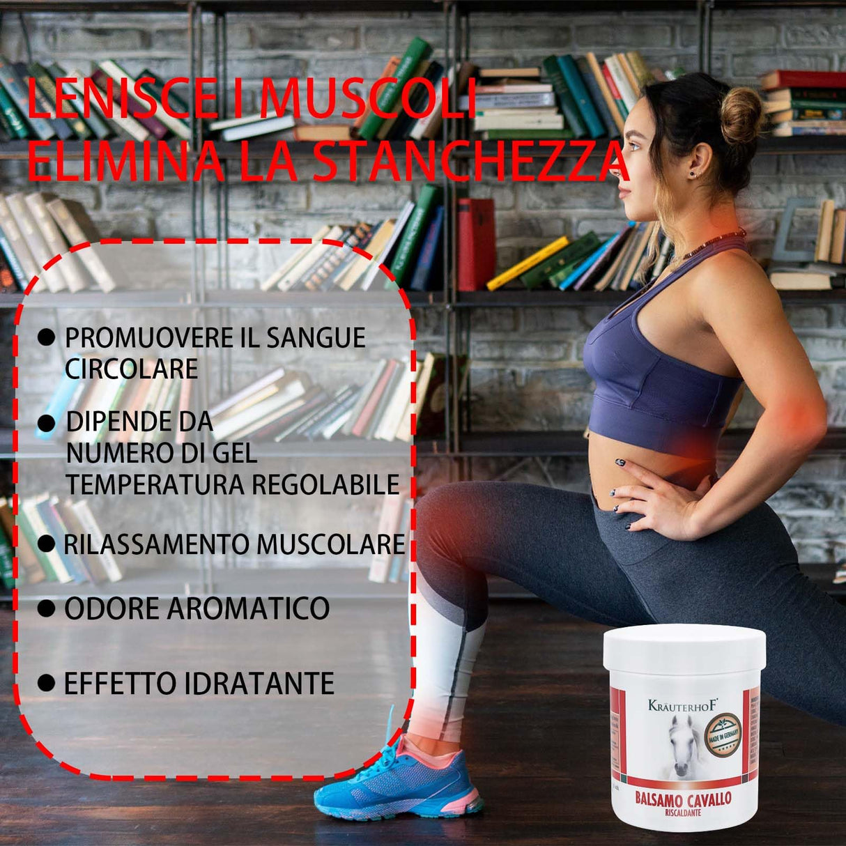 Kräuterhof Balsamo per cavalli riscaldante, extra forte, gel massaggiante - Rimedio naturale per il sollievo muscolare