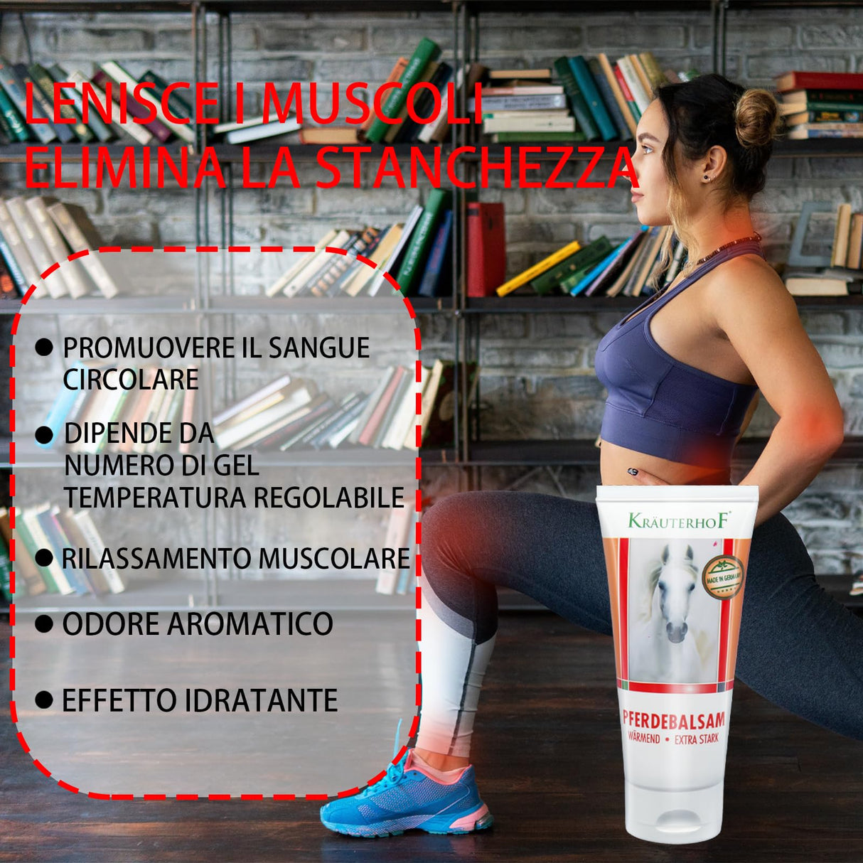 Kräuterhof Balsamo per cavalli riscaldante, extra forte, gel massaggiante - Rimedio naturale per il sollievo muscolare