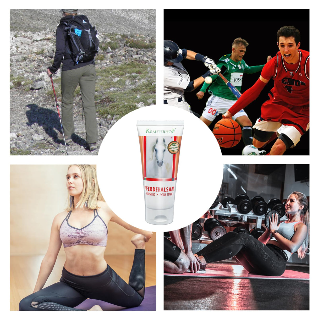 Kräuterhof Balsamo per cavalli riscaldante, extra forte, gel massaggiante - Rimedio naturale per il sollievo muscolare