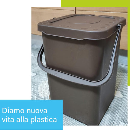 Ecoplast Pattumiera per Raccolta Differenziata, Apertura a Libro, Flessibile e Indeformabile, Resiste a tutte le Temperature, Interno ed Esterno, Oltre 80% Plastica Riciclata, Made in Italy, Marrone