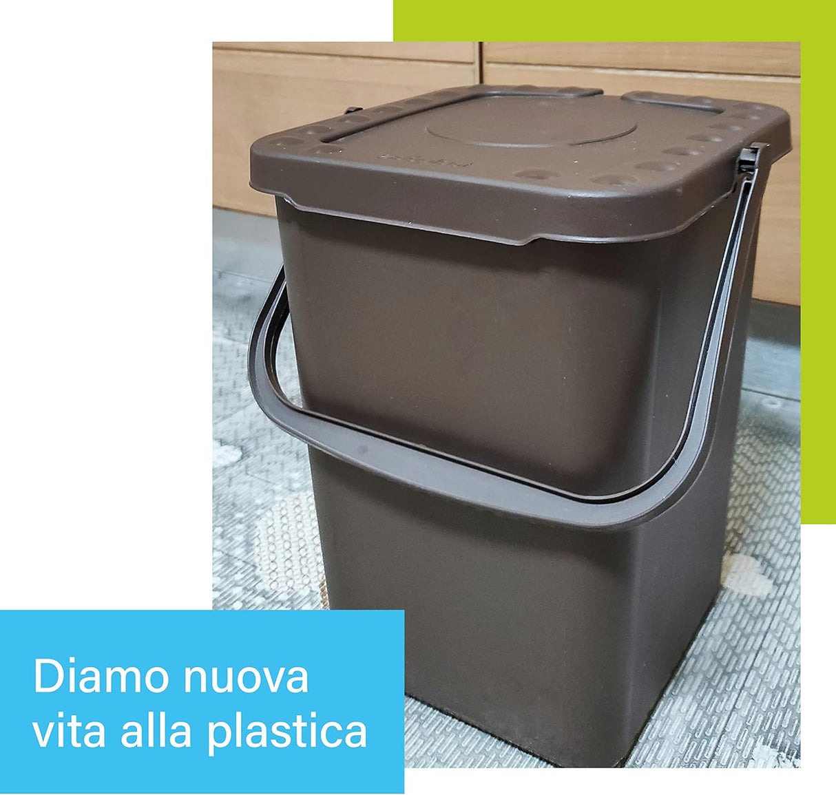 Ecoplast Pattumiera per Raccolta Differenziata, Apertura a Libro, Flessibile e Indeformabile, Resiste a tutte le Temperature, Interno ed Esterno, Oltre 80% Plastica Riciclata, Made in Italy, Marrone