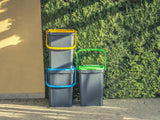 Ecoplast | Tris di Pattumiere per Raccolta Differenziata 20 Lt, Colori Assortiti Giallo/Verde/Blu, 34,5x34,5x34,5, Made in Italy