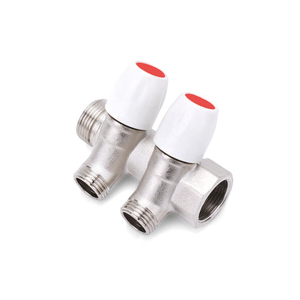 HM | Collettore Sanitario inclinato 3/4" x 1/2" – 2 Vie, 3 Vie o 4 Vie | Ottone Nichelato con Rubinetti di Chiusura | Per Impianti Acqua Multistrato e Rame