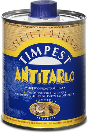 ANTITARLO LT. 0,500 - base solvente attivo contro tarli, larve, termiti e parassiti del legno - liquido pronto all'uso - IDRAULICAMENTEANTITARLO LT. 0,500 - base solvente attivo contro tarli, larve, termiti e parassiti del legno - liquido pronto all'uso
