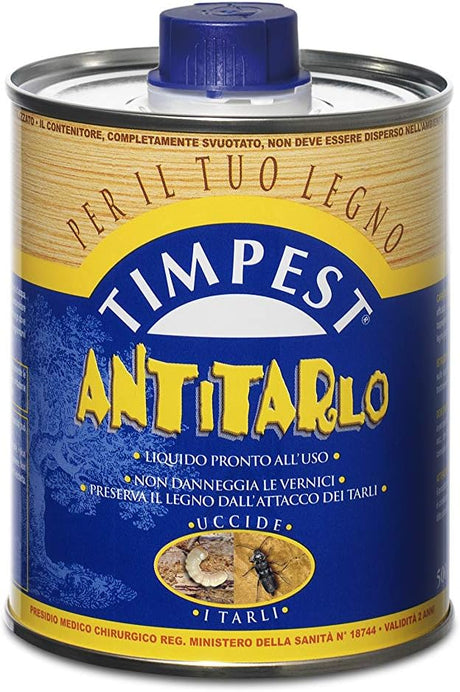 ANTITARLO LT. 0,500 - base solvente attivo contro tarli, larve, termiti e parassiti del legno - liquido pronto all'uso - IDRAULICAMENTEANTITARLO LT. 0,500 - base solvente attivo contro tarli, larve, termiti e parassiti del legno - liquido pronto all'uso