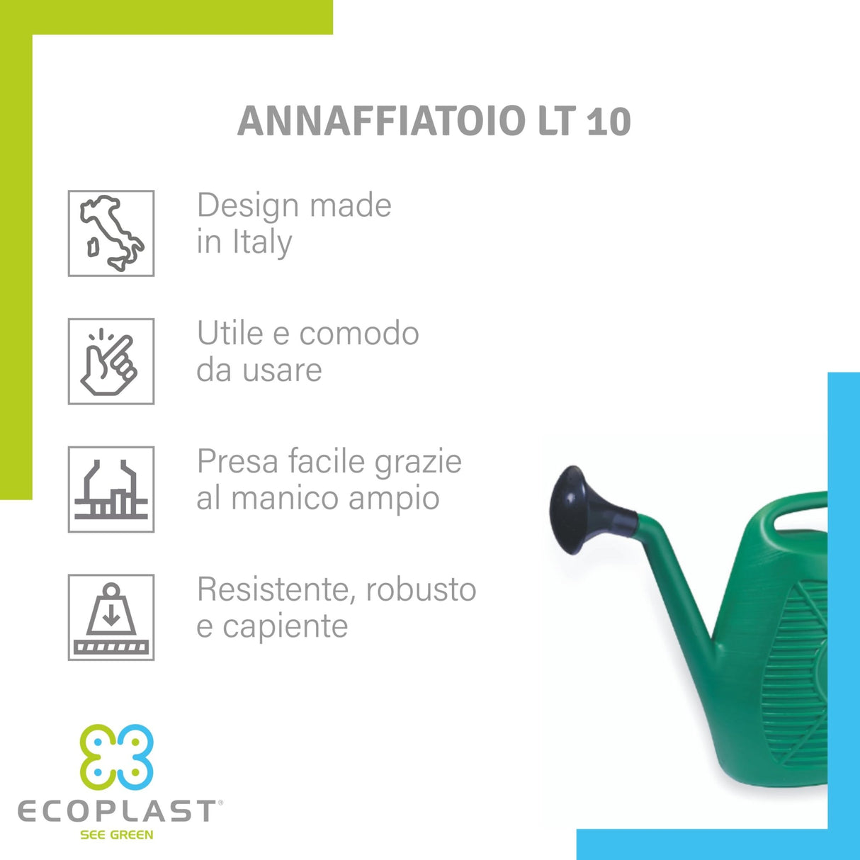Ecoplast, Annaffiatoio, Ideale per il Giardinaggio, Piante e Fiori, Comodo da Usare, Resistente, Duraturo e Indeformabile, con Doccetta Inclusa, Made in Italy - IDRAULICAMENTEEcoplast, Annaffiatoio, Ideale per il Giardinaggio, Piante e Fiori, Comodo da Usare, Resistente, Duraturo e Indeformabile, con Doccetta Inclusa, Made in Italy