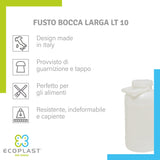 Ecoplast, Fusto Bocca Larga, Resistente e Indeformabile, Perfetto per Contenere Alimenti, Liquidi e Oli, con Guarnizione e Tappo - IDRAULICAMENTEEcoplast, Fusto Bocca Larga, Resistente e Indeformabile, Perfetto per Contenere Alimenti, Liquidi e Oli, con Guarnizione e Tappo