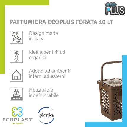 Ecoplast, Pattumiera Forata per Raccolta Differenziata, Apertura a Libro, Flessibile e Indeformabile, Resiste a tutte le Temperature, Interno ed Esterno, Oltre 80% Plastica Riciclata, marrone - IDRAULICAMENTEEcoplast, Pattumiera Forata per Raccolta Differenziata, Apertura a Libro, Flessibile e Indeformabile, Resiste a tutte le Temperature, Interno ed Esterno, Oltre 80% Plastica Riciclata, marrone