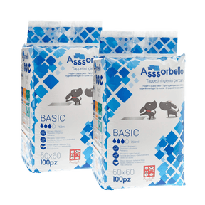 Ferribiella Assorbello BasicTappetini igiene per cane, 2 x 100 pezzi, 60 x 60 cm - IDRAULICAMENTEFerribiella Assorbello BasicTappetini igiene per cane, 2 x 100 pezzi, 60 x 60 cm