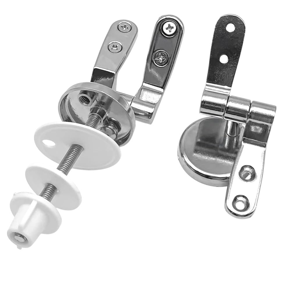 HM | Cerniere universali copriwater | Argento, lega di zinco e acciaio inox | Kit completo con viti e guarnizioni, installazione facile, design rotondo | Ricambio per sedili WC - IDRAULICAMENTEHM | Cerniere universali copriwater | Argento, lega di zinco e acciaio inox | Kit completo con viti e guarnizioni, installazione facile, design rotondo | Ricambio per sedili WC