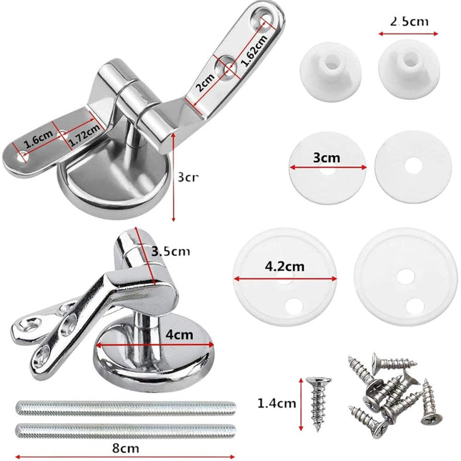 HM | Cerniere universali copriwater | Argento, lega di zinco e acciaio inox | Kit completo con viti e guarnizioni, installazione facile, design rotondo | Ricambio per sedili WC - IDRAULICAMENTEHM | Cerniere universali copriwater | Argento, lega di zinco e acciaio inox | Kit completo con viti e guarnizioni, installazione facile, design rotondo | Ricambio per sedili WC