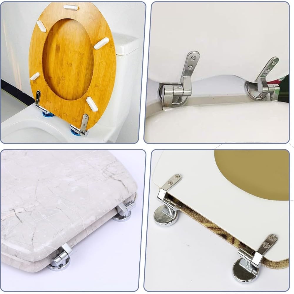 HM | Cerniere universali copriwater | Argento, lega di zinco e acciaio inox | Kit completo con viti e guarnizioni, installazione facile, design rotondo | Ricambio per sedili WC - IDRAULICAMENTEHM | Cerniere universali copriwater | Argento, lega di zinco e acciaio inox | Kit completo con viti e guarnizioni, installazione facile, design rotondo | Ricambio per sedili WC