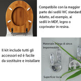 HM | Cerniere universali copriwater | Argento, lega di zinco e acciaio inox | Kit completo con viti e guarnizioni, installazione facile, design rotondo | Ricambio per sedili WC - IDRAULICAMENTEHM | Cerniere universali copriwater | Argento, lega di zinco e acciaio inox | Kit completo con viti e guarnizioni, installazione facile, design rotondo | Ricambio per sedili WC