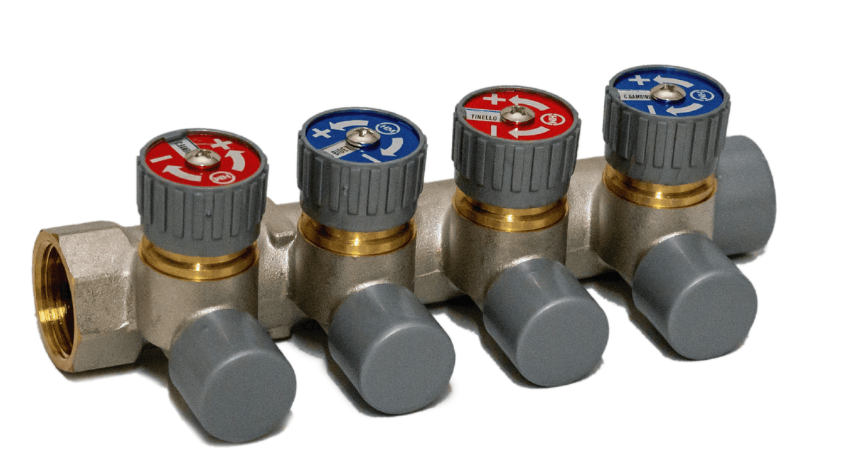 HM | Collettore Sanitario Frontale 3/4" x 1/2" – 2 Vie, 3 Vie o 4 Vie | Ottone Nichelato con Rubinetti di Chiusura | Per Impianti Acqua Multistrato e Rame - IDRAULICAMENTEHM | Collettore Sanitario Frontale 3/4" x 1/2" – 2 Vie, 3 Vie o 4 Vie | Ottone Nichelato con Rubinetti di Chiusura | Per Impianti Acqua Multistrato e Rame