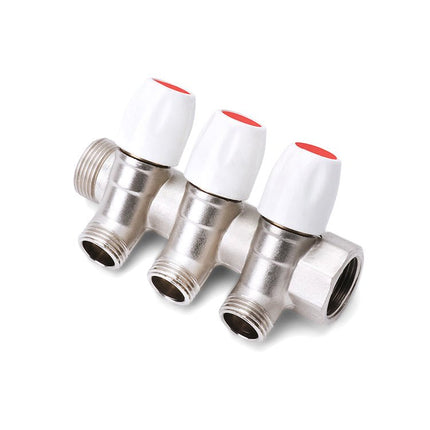 HM | Collettore Sanitario inclinato 3/4" x 1/2" – 2 Vie, 3 Vie o 4 Vie | Ottone Nichelato con Rubinetti di Chiusura | Per Impianti Acqua Multistrato e Rame - IDRAULICAMENTEHM | Collettore Sanitario inclinato 3/4" x 1/2" – 2 Vie, 3 Vie o 4 Vie | Ottone Nichelato con Rubinetti di Chiusura | Per Impianti Acqua Multistrato e Rame