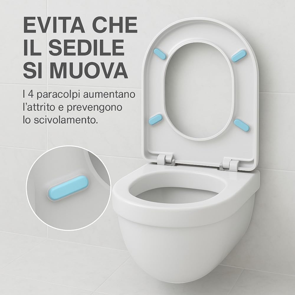 HM | Sedile WC Universale Forma D, 44.5x36CM, Bianco Latte, Polipropilene | Soft Close, Sgancio Rapido, Facile Installazione | Copriwater Bagno - IDRAULICAMENTEHM | Sedile WC Universale Forma D, 44.5x36CM, Bianco Latte, Polipropilene | Soft Close, Sgancio Rapido, Facile Installazione | Copriwater Bagno