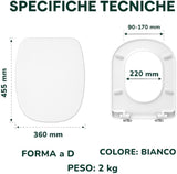 HM | Sedile WC Universale Forma D, 44.5x36CM, Bianco Latte, Polipropilene | Soft Close, Sgancio Rapido, Facile Installazione | Copriwater Bagno - IDRAULICAMENTEHM | Sedile WC Universale Forma D, 44.5x36CM, Bianco Latte, Polipropilene | Soft Close, Sgancio Rapido, Facile Installazione | Copriwater Bagno