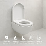 HM | Sedile WC Universale Forma D, 44.5x36CM, Bianco Latte, Polipropilene | Soft Close, Sgancio Rapido, Facile Installazione | Copriwater Bagno - IDRAULICAMENTEHM | Sedile WC Universale Forma D, 44.5x36CM, Bianco Latte, Polipropilene | Soft Close, Sgancio Rapido, Facile Installazione | Copriwater Bagno