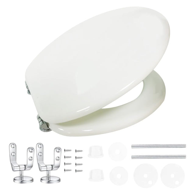 HM - Sedile WC Universale in Legno MDF Ultraresistente, 3.4kg - Tavoletta WC Bianca per Bagno - Coperchio e Sedile WC Robustissimo Universale forma ovale - IDRAULICAMENTEHM - Sedile WC Universale in Legno MDF Ultraresistente, 3.4kg - Tavoletta WC Bianca per Bagno - Coperchio e Sedile WC Robustissimo Universale forma ovale