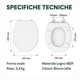 HM - Sedile WC Universale in Legno MDF Ultraresistente, 3.4kg - Tavoletta WC Bianca per Bagno - Coperchio e Sedile WC Robustissimo Universale forma ovale - IDRAULICAMENTEHM - Sedile WC Universale in Legno MDF Ultraresistente, 3.4kg - Tavoletta WC Bianca per Bagno - Coperchio e Sedile WC Robustissimo Universale forma ovale