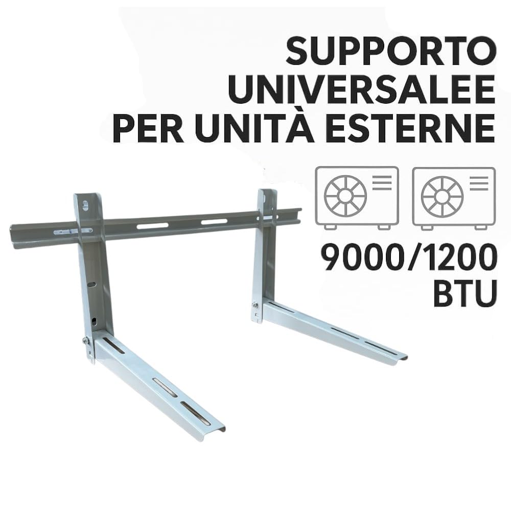 HM, Staffa Regolabile per Condizionatore Esterno 780x365x450mm – Portata 120kg, Acciaio Zincato 1,5 mm – Certificata TÜV – Inclusi Viti e Tasselli – Compatibile 9000 - 12000 BTU – Montaggio a Parete - IDRAULICAMENTEHM, Staffa Regolabile per Condizionatore Esterno 780x365x450mm – Portata 120kg, Acciaio Zincato 1,5 mm – Certificata TÜV – Inclusi Viti e Tasselli – Compatibile 9000 - 12000 BTU – Montaggio a Parete