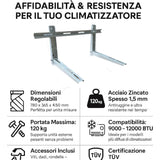 HM, Staffa Regolabile per Condizionatore Esterno 780x365x450mm – Portata 120kg, Acciaio Zincato 1,5 mm – Certificata TÜV – Inclusi Viti e Tasselli – Compatibile 9000 - 12000 BTU – Montaggio a Parete - IDRAULICAMENTEHM, Staffa Regolabile per Condizionatore Esterno 780x365x450mm – Portata 120kg, Acciaio Zincato 1,5 mm – Certificata TÜV – Inclusi Viti e Tasselli – Compatibile 9000 - 12000 BTU – Montaggio a Parete