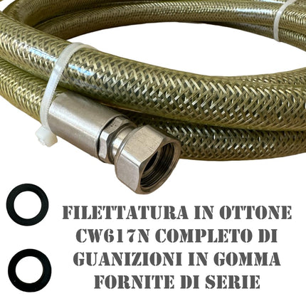 HM | Tubo Gas Flessibile per Cucina 1/2" FF | Lunghezze da 1 a 4 Metri | Acciaio Inox Certificato EN 14800 | Rivestito Giallo| Per GPL e Metano | Guarnizioni Incluse - IDRAULICAMENTEHM | Tubo Gas Flessibile per Cucina 1/2" FF | Lunghezze da 1 a 4 Metri | Acciaio Inox Certificato EN 14800 | Rivestito Giallo| Per GPL e Metano | Guarnizioni Incluse