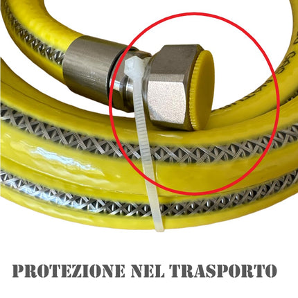 HM | Tubo Gas Flessibile per Cucina 1/2" FF | Lunghezze da 1 a 4 Metri | Acciaio Inox Certificato EN 14800 | Rivestito Giallo| Per GPL e Metano | Guarnizioni Incluse - IDRAULICAMENTEHM | Tubo Gas Flessibile per Cucina 1/2" FF | Lunghezze da 1 a 4 Metri | Acciaio Inox Certificato EN 14800 | Rivestito Giallo| Per GPL e Metano | Guarnizioni Incluse