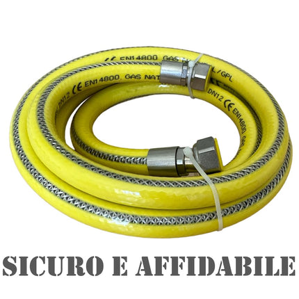 HM | Tubo Gas Flessibile per Cucina 1/2" FF | Lunghezze da 1 a 4 Metri | Acciaio Inox Certificato EN 14800 | Rivestito Giallo| Per GPL e Metano | Guarnizioni Incluse - IDRAULICAMENTEHM | Tubo Gas Flessibile per Cucina 1/2" FF | Lunghezze da 1 a 4 Metri | Acciaio Inox Certificato EN 14800 | Rivestito Giallo| Per GPL e Metano | Guarnizioni Incluse