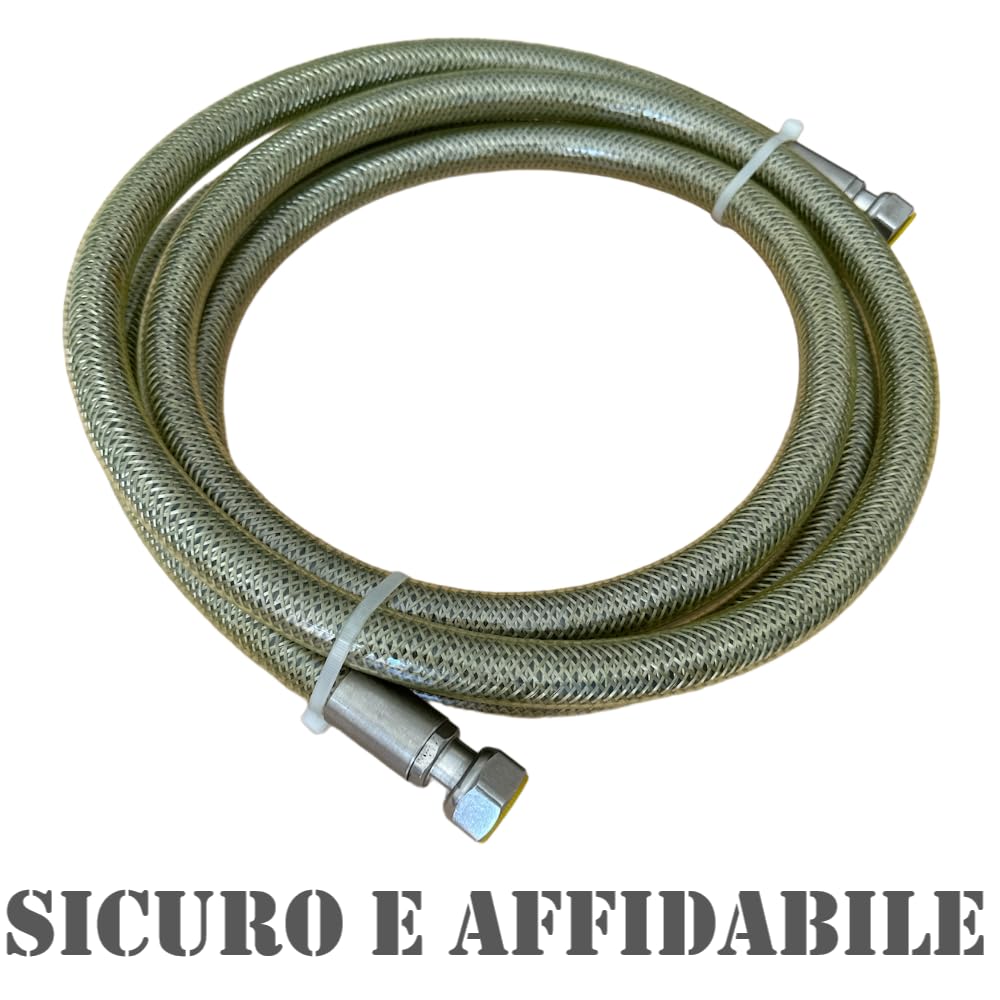 HM | Tubo Gas Flessibile per Cucina 1/2" FF | Lunghezze da 1 a 4 Metri | Acciaio Inox Certificato EN 14800 | Rivestito Giallo| Per GPL e Metano | Guarnizioni Incluse - IDRAULICAMENTEHM | Tubo Gas Flessibile per Cucina 1/2" FF | Lunghezze da 1 a 4 Metri | Acciaio Inox Certificato EN 14800 | Rivestito Giallo| Per GPL e Metano | Guarnizioni Incluse