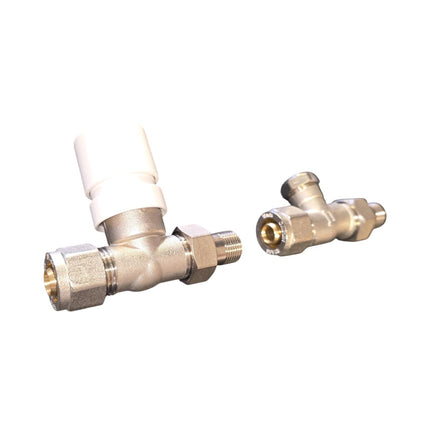 HM | Valvola e detentore dritto per Termosifoni Multistrato 3/8x16, Nichelate, con Adattatori 16mm | Controllo Temperatura, Efficienza Energetica - IDRAULICAMENTEHM | Valvola e detentore dritto per Termosifoni Multistrato 3/8x16, Nichelate, con Adattatori 16mm | Controllo Temperatura, Efficienza Energetica