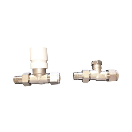 HM | Valvola e detentore dritto per Termosifoni Multistrato 3/8x16, Nichelate, con Adattatori 16mm | Controllo Temperatura, Efficienza Energetica - IDRAULICAMENTEHM | Valvola e detentore dritto per Termosifoni Multistrato 3/8x16, Nichelate, con Adattatori 16mm | Controllo Temperatura, Efficienza Energetica