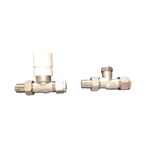 HM | Valvola e detentore dritto per Termosifoni Multistrato 3/8x16, Nichelate, con Adattatori 16mm | Controllo Temperatura, Efficienza Energetica - IDRAULICAMENTEHM | Valvola e detentore dritto per Termosifoni Multistrato 3/8x16, Nichelate, con Adattatori 16mm | Controllo Temperatura, Efficienza Energetica